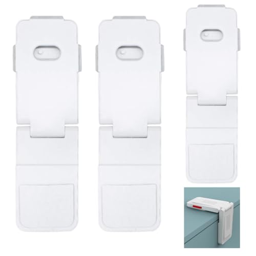 3 Piezas Cierre Seguridad Cajones Bebe, Cerradura de Seguridad, Cerradura Seguridad Cajones de Bebés, Cerradura de Seguridad Armarios, con Adhesivo Sin Taladrar, para frigoríficos, puertas correderas