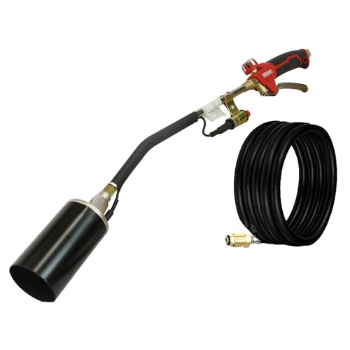 Chapin 75113: Antorcha de propano resistente con manguera de PVC de 6.5 pies, 340,000 BTU, conexión de disparador, conexión de 20 libras, encendido piezoeléctrico con válvula de gas, tanque de propano