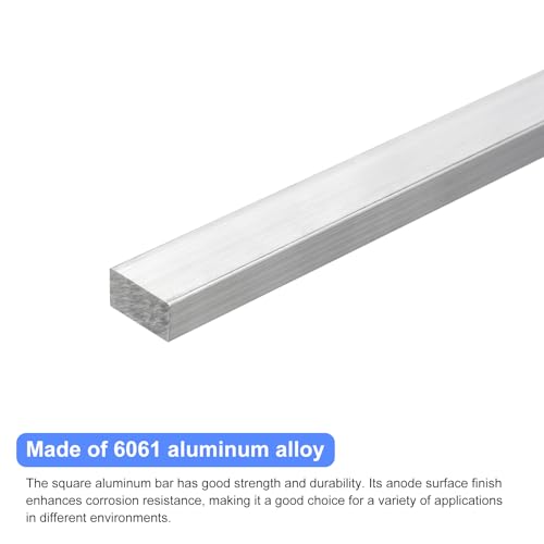 Image of uxcell Square Aluminum Flat Bar, 5 /8 inch Thick 1.2 inch Width 10 inch Length Square Aluminum Bar 6061 Aluminum Flat Plate, 16 x 30 x 254mm T6511 Solid New Mill Stock for Industrial Building