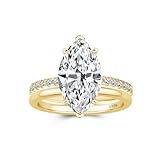 Maxinejewelry 3.5 Carat Marquise Cut Engagement Ring Set for Women,14K Gold Plated S925 Silver AAAAA Grade Cubic Zirconia Bridal Wedding Ring Set (Plain Band, 6)