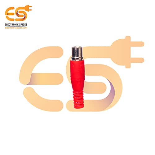 Image of Electronic Spices Red color RCA Male plugs solder audio connectors Electronic Cables pack of 5pcs