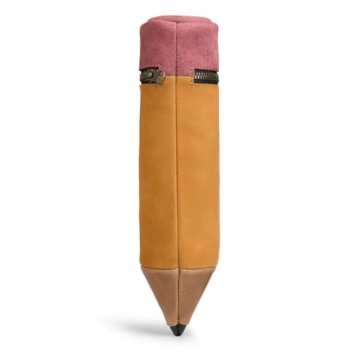 Image of Hide & Play, Pencil-Shaped Case for Pens, Pencils, Markers, and Office Accessories, Zippered Bag, Pen Storage, Full Grain Leather, Handmade (Old Tobacco)