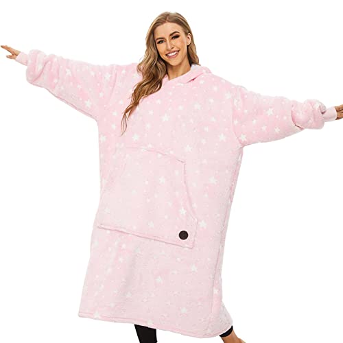 THREE POODLE Glow-in-the-Dark Sherpa Wearable Blanket Hoodie