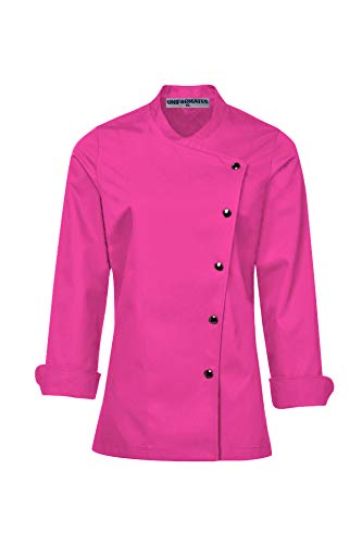 Chaqueta de Chef de Manga Larga Nueva Uniforme para Mujeres Ideal para Servicio de Alimentos, Catering y Profesionales Culinarios., rosa, XL