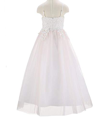 Bow Dream Vintage Ivory Lace Flower Girl Dress Blush Junior Bridesmaid Dress for Wedding4