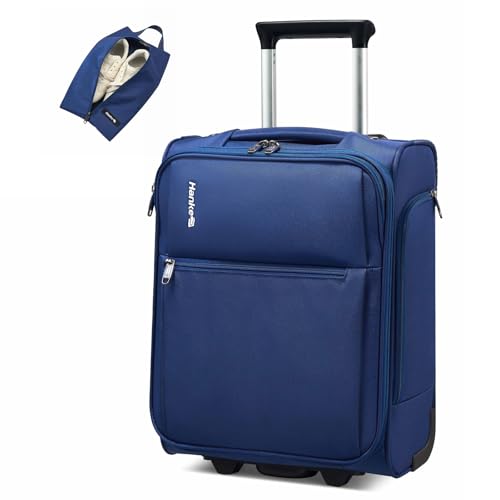 Image of Hanke Underseat Carry On Luggage with Wheels, 17 Inch Rolling Bag, Blue