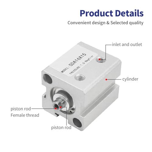 Cilindro de doble efecto SDA con diámetro de 16mm para un control neumático preciso 4