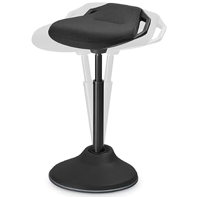 SONGMICS Standing Desk Chair, Adjustable Ergonomic Standing Stool, 23.6-33.3 Inches, Swivel Sitting Balance Chair, Anti-Slip Bottom Pad, Black UOSC02BK