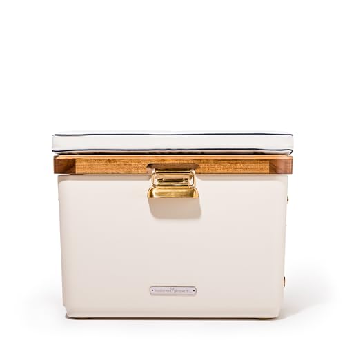 Business & Pleasure Co. Hemingway Cooler - 55 Quart Insulated Ice Chest Cooler - Great for Beach, Picnics, & Boating, Antique White