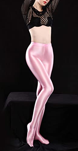 Image of FEOYA Women's Wet Look Footed Leggings Metallic Dance Tights Shiny Leggings Shimmer Pants Glitter Tights
