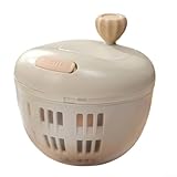 Jonikuper Centrifugador de ensalada para lavar y secar verduras, deshidratador de verduras y frutas con manivela, base antideslizante, tamaño familiar para 3-4 personas, rojo claro (gris)