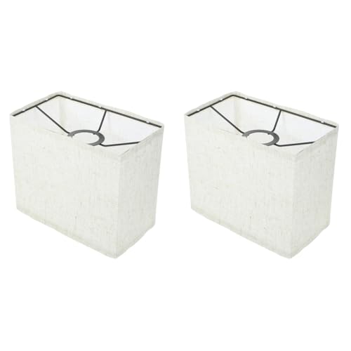 HOMSFOU Pantalla De Lámpara Rectangular Beige De Lino Para Decoración Interior Sombra Suave Para Mesa Y Pie Ideal Para Dormitorio Y Sala De Estar Juego De 2 Piezas