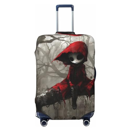 Dark Red Hooded Girl Travel Luggage Covers - Elasticity Suitcase Covers Protector for Luggage 18-32 Inch