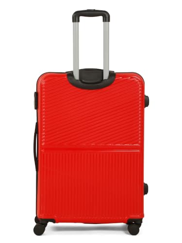Image of Teakwood Set of 3 8 Wheels Trolley Bag, Hard Cabin with Zipper Closure, Adjustable Push Button & Cross Side Strap, Number Lock System 360 Degree (Set of 3, Red)