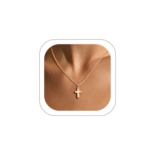 Image of U7 Cross Necklace for Women,Silver /14K Gold Plated Cross Necklace with 18-20 inch Box Chain,Tiny /Medium /Large Cross Pendant Necklace Religious Necklaces Christian Jewelry Gift for Her