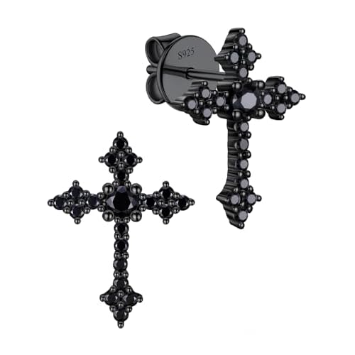 MomentWish Moissanite Cross Earrings for Men Women - S925 Sterling Silver Cross Stud Eearrings D Color VVS1 Clarity Diamond,Moissanite Stud Earrings Crucifix Jewelry Gift 0.72Carat-(0.36ct*2