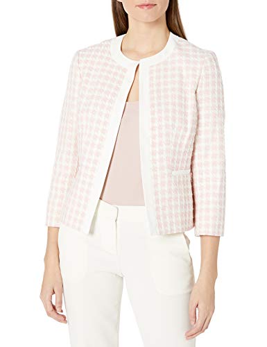 Kasper Women's Check Tweed Framed Cardigan, Tutu Pink Multi, 16