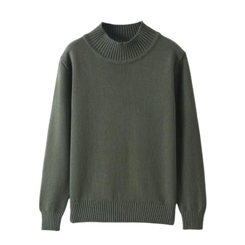 Suéter de algodón para hombre, de punto liso, medio cuello alto, manga larga, suelto, básico, En8, M