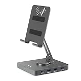 BLUHAWK ST102 Tablet/Phone Stand - Rotatable USB-C Dock with HDMI & 3 USB 3.0 Ports | Premium Aluminum Alloy, Multi-Angle Adjustable, Desktop Hub
