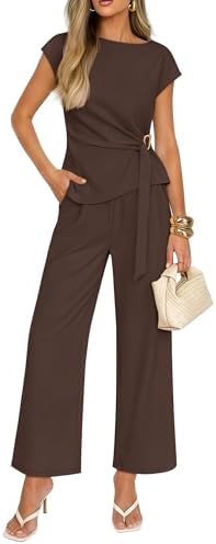 ZESICA Women's 2026 Summer 2 Piece Outfit Sets Casual Short Sleev...
