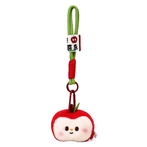 YcaeyLnaR Plush Apple-Shaped Keychain - Fruit Theme Bag Charm Keyring with Peace and Joy Wishes, Car...