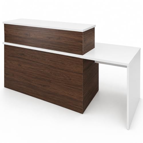 OFILIKE. Mostrador de Recepción, Adaptable para Minusválidos. Modelo Apolo Oficina (120+60 cm, Nogal)