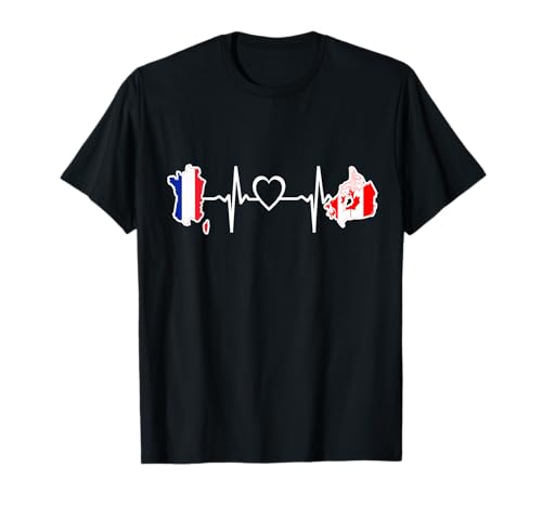 Drapeau canadien français - France Canada Heartbeat T-Shirt