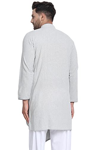 SKAVIJ Men's Tunic Top Cotton Long Kurta Indian Wedding Casual Summer Shirt2