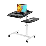 LDSZXNE Escritorio con Ruedas, Mesa Auxiliar para Cama y Sofá Negro