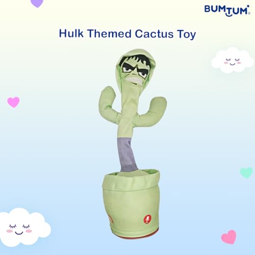 Image of Bumtum Dancing Singing Hulk Theme Character Toy, Wriggle & Singing for Babies & Kids, Plush Musical Electronic Toys, Voice Recording Repeats(Bright Green), 1 Count