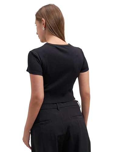 Image of Tokyo Talkies Women Pure Cotton Tops for Woman|Regular Fit Slim fit Crop Tops for Women Western|Top Tshirt for Women Stylish Western|Suitable for Casual and Workwear