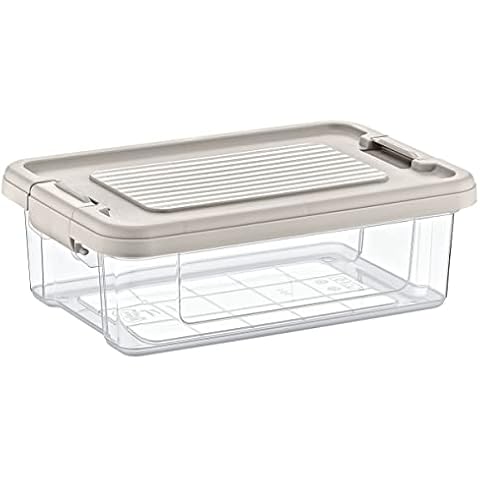 DTD QUALITY MATTERS Strong & Sturdy Elite Transparent Plastic Storage Basket With Clip-On-Lid Container Storage Box Reusable Boxes For Home Office Toys & More Clear Transparent (1.5 Litre Clear) Cover