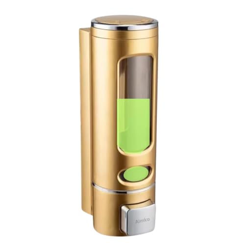 Image of Wall-Mounted Liquid Soap Dispenser | Multi-Use for Hand Sanitizer, Shower Gel, Dish Soap, Shampoo & Foam | ABS Plastic, Leak-Proof & Refillable | Space Saving for Bathroom & Kitchen (Golden)