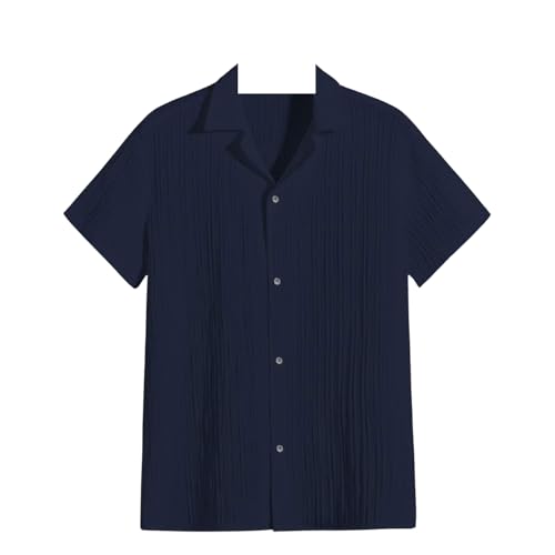 Image of Men's Relaxed Fit Striped Short Sleeve Button-Down Casual Shirt