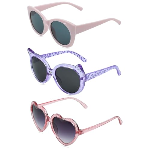 DRERIO 3 Stück Kinder Sonnenbrille Mädchen Sonnenbrille Kind...