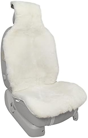 Ivory Genuine Sheepskin Seat Cover Universal Fit Car Full Seat Furry Cover