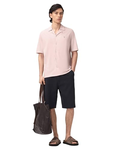 All Saints Koszula męska Hudson SS Casual Shirt, Muszla różowa, M