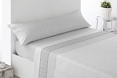 Mercatienda Sábanas coralina Invierno Color Gris Doble perchado 200grs Modelo Armuña cálidas Tacto Suave antiestrés. Validas 1.90/200 cm (Cama de 135 cm)