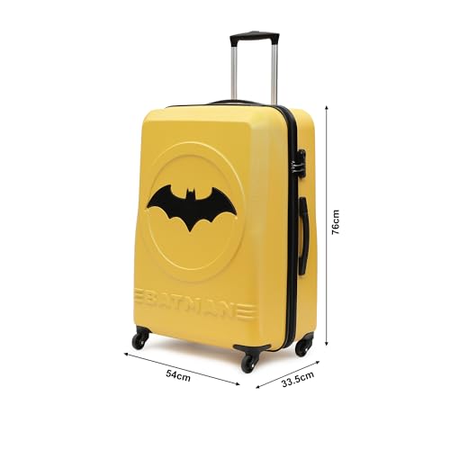 Image of YAYAVAR Batman Trolley Suitcase - 130L, Chech-in Luggagewith 8 Spinner Wheel, Hard Shell Polycarbonate Suitcase, Number Lock, Water Resistant, Luggage Bag for Travel (Yellow & Black, 76cm, Large)