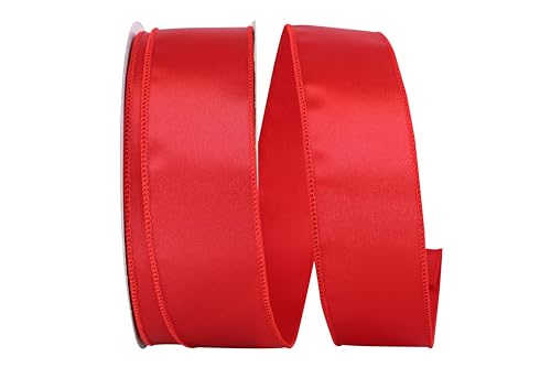 Reliant Satin Wired Edge Ribbon 2-1/2in x 50yd Red