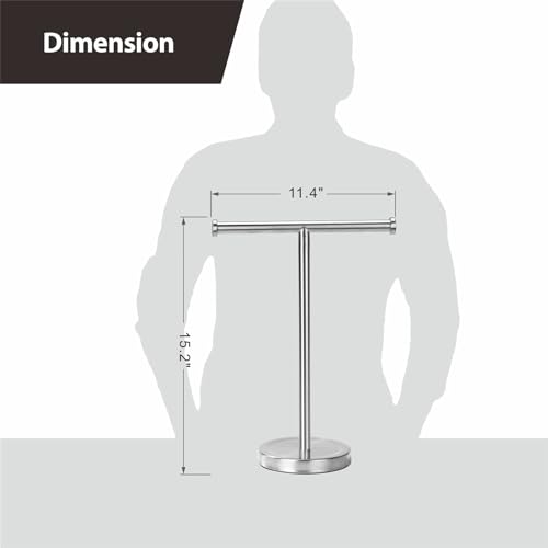 Hand Towel Holder Stand with Heavy Base, Hand Towel Rack for Bathroom (Stainless Steel, Brushed Nickel) by exilon - Image 5