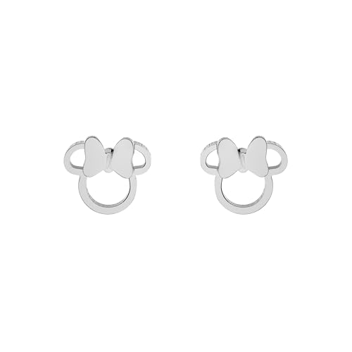 Disney Minnie Pendientes para niña de acero inoxidable, talla