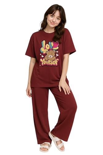 Image of My Swag Womens Printed Nightwear Set | Printed T-Shirt & Lower Set for Womens&Girls