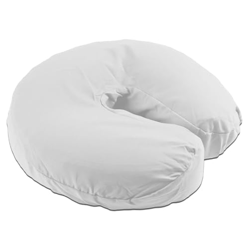 Body Linen Simplicity Poly Cotton Massage Face Cradle Covers (White, 100 Pack) - Clean, Crisp Fabric for Frequent Use and Washing, Colorfast and Latex-Free, Fits All Standard Massage Tables