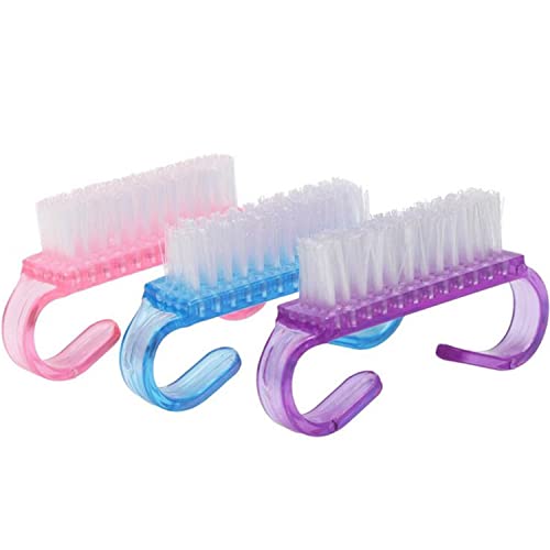 Aznze 4 Pièces Trois rangées de brosses à ongles Petite brosse à corne Brosse à ongles Outils de manucure Pinceau à corne d'agneau Multicolore Cover