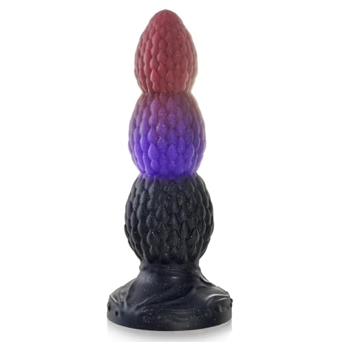 Fantasy Monster Dildo, 22 cm Dragon Dildo mit 3 großen Knoten und starkem Saugnapf, flexibles Prostata-Massage-Sexspielzeug für Frauen, Männer