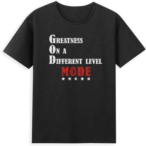 sukanosi Men's Greatness On A Different Level Funny God Saying Vintage Men's T-Shirt Balck