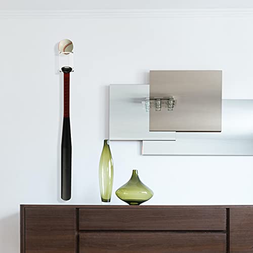 Cosmos 2 Pcs Acrylic Baseball Bat Wall Mount Softball Wall Stand Holder Rack For Bat & Ball Vertical Display In Home, Baseball Stadium, Locker Room (Transparent Clear) #TOP3