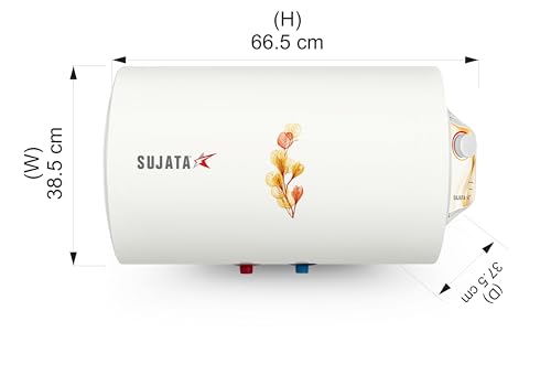 Image of Sujata Horizontal Geyser 25 Ltr | 7 Years Tank, 3 Years Element & 2 Years Comprehensive Warranty | Free Installation, Energy Efficient Storage Water Geyser with Multiple Safety System - SWH63 (White)