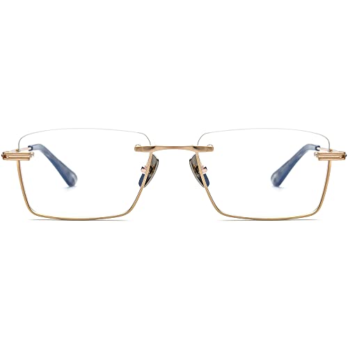 Image of FONEX Pure Titanium Glasses Frame Men Semi Rimless Square Eyeglasses Eyewear DTX416